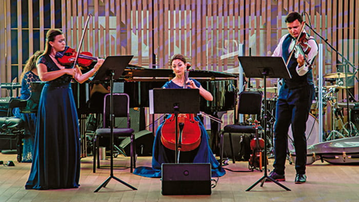 Musicians in the Britannia Lounge on Spirit of Discovery